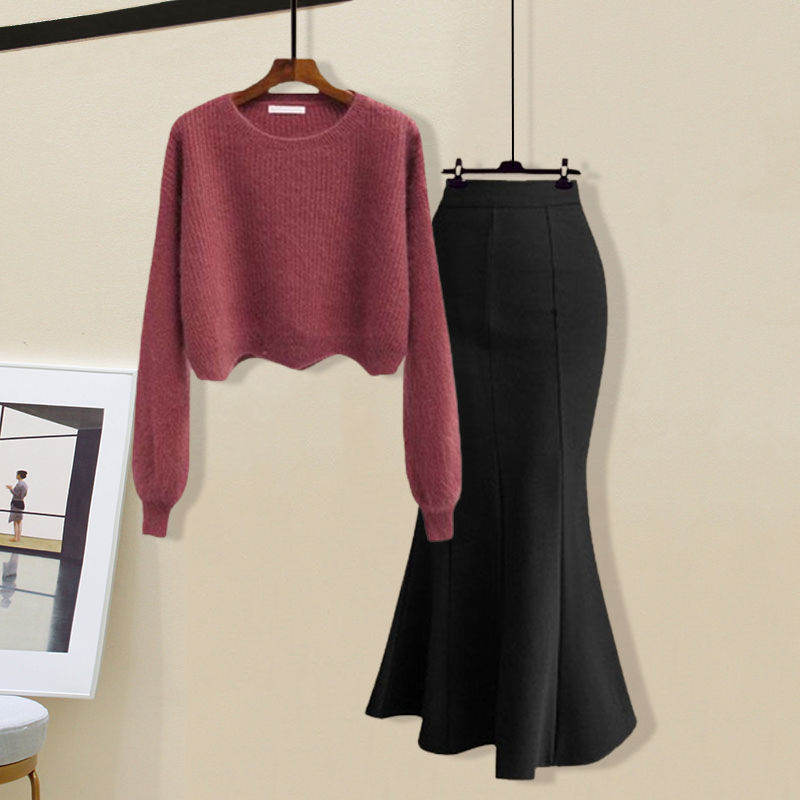 レッドセーター+スカート/セット