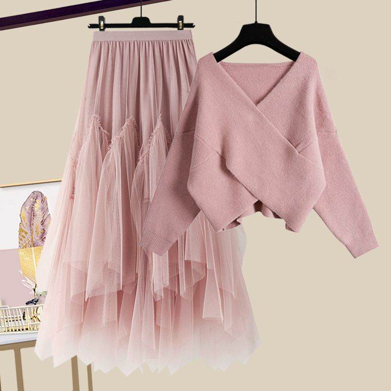ピンク／セーター＋ピンク/スカート